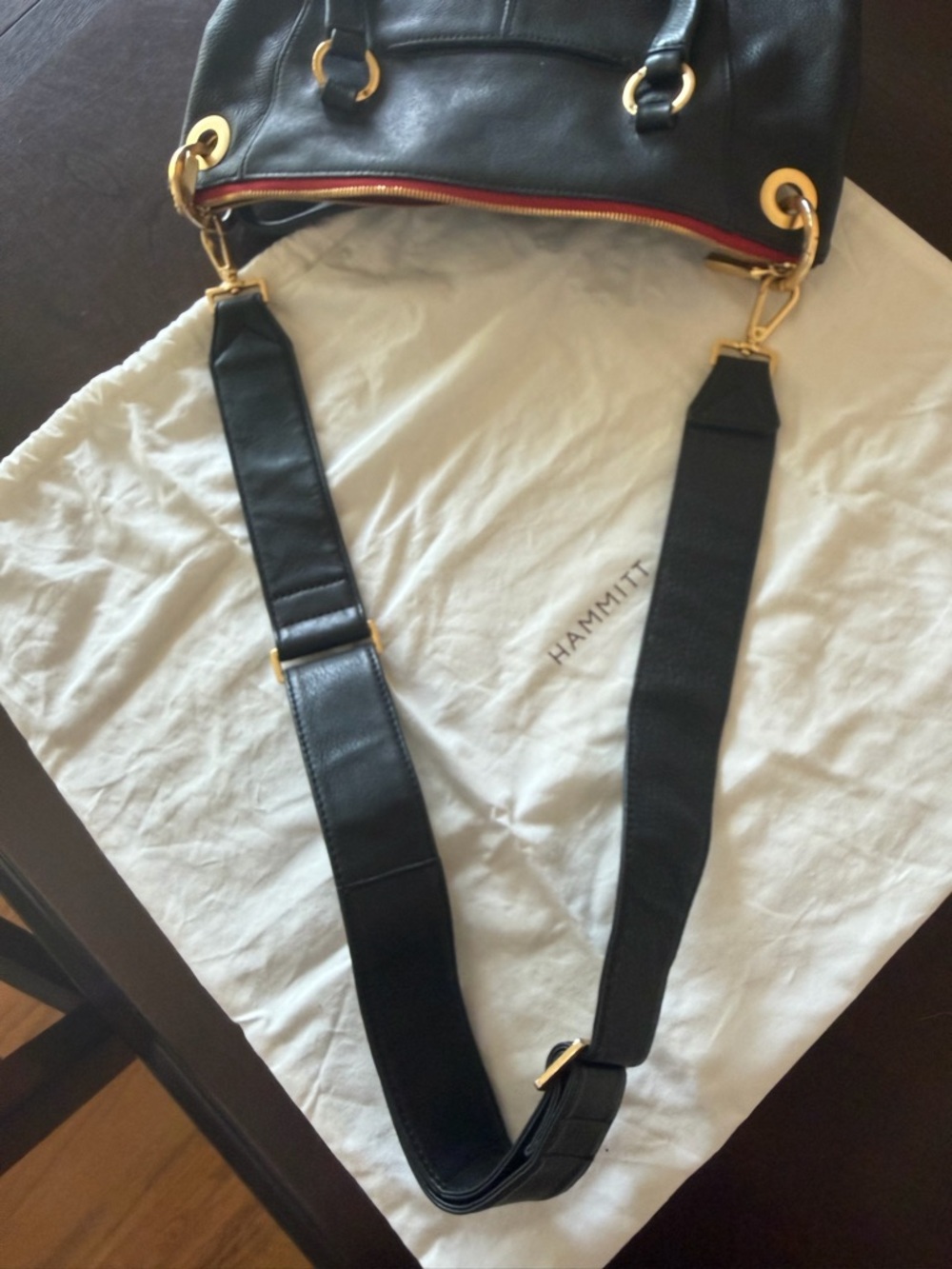 Hammitt Black Leather Tote with Gold Hardware - Picture 7 of 11